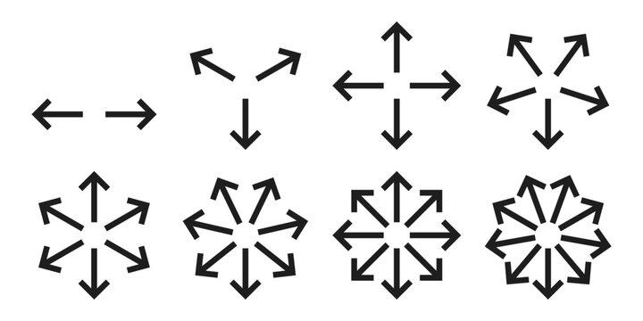 Scaling arrow icon set collection in flat style. Expand size vector illustration on isolated background. Scale button sign business concept.