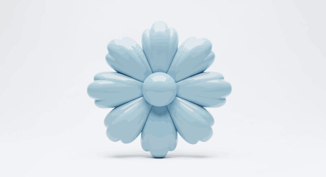 Elegant light blue flower with a gentle, smooth texture, a delightful 3D rendered bloom capturing a light and airy essence, ideal for charming graphic elements