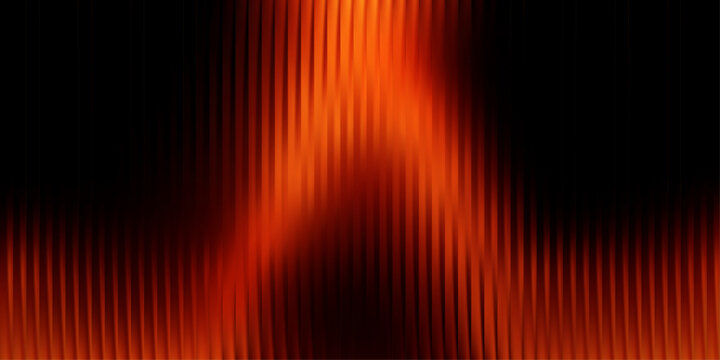 Black to fiery red gradient, riddle glass effect with flowing ripple and faint fractal highlights, vertical lines, glossy depth. Abstract vector illustration