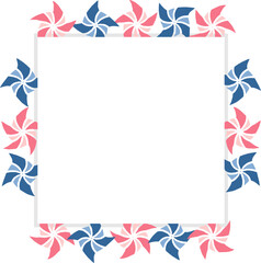 Obraz premium Square Origami Pinwheel Frame Decorative Border Vector