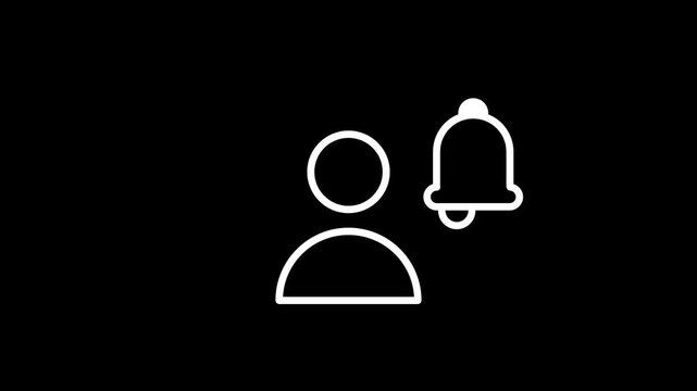 A person silhouette icon paired with a bell notification symbol representing a user account alert, personal notification setting, or profile-based subscription reminder