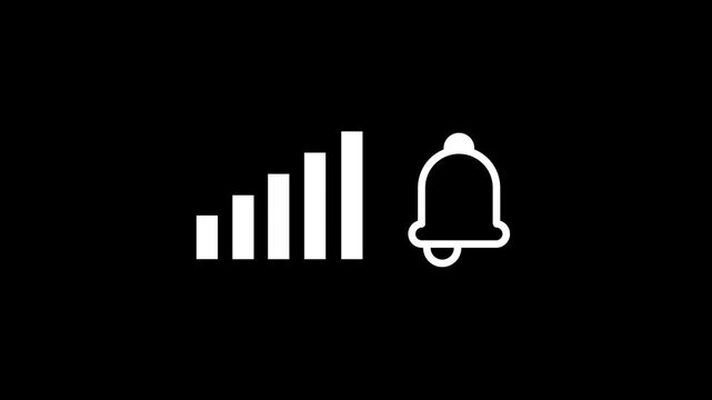 A mobile signal bar chart combined with a bell notification icon representing a network strength alert, connectivity notification, or signal status update for mobile users