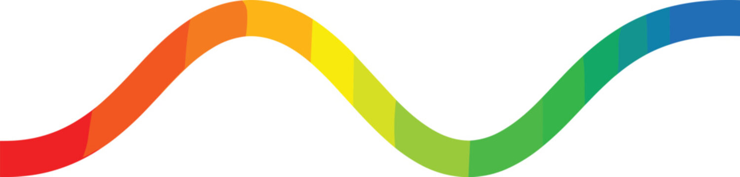 Abstract colorful wave representing light spectrum or sound frequency with vibrant rainbow hues on a white background