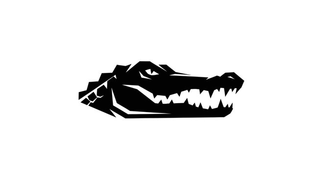 Silhouette of a fierce alligator head with sharp teeth, vector illustration