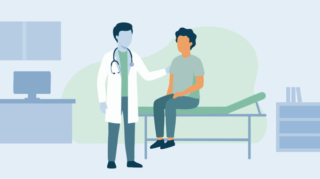 Physician and patient in doctor's office for medical check-up