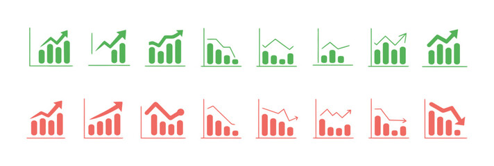 Stock market trend arrows icon vector illustration financial graph up and down movement business investment growth and loss symbol with green and red arrows isolated on white background © Sidratul Muntaha 4