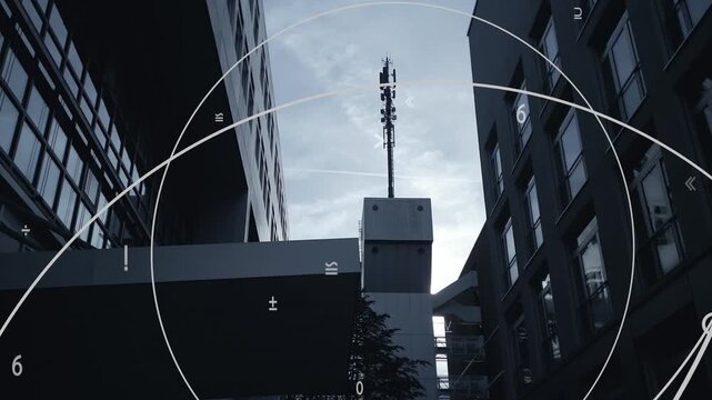 satellite dish on the roof sending radio data signal