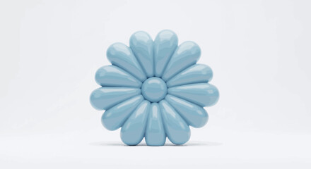 Obraz premium A light blue daisy flower in a minimalistic studio setting, soft lighting highlights its simple, elegant shape