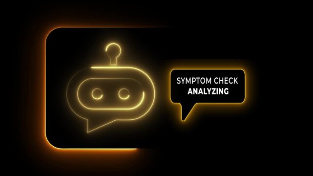 AI-powered symptom checker digital diagnosis concept on the black background.  Motion graphics of smart medical assistant technology. 