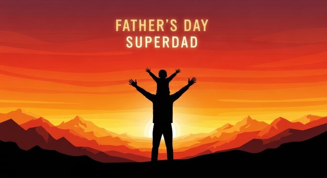 Father's day superdad silhouette a heartwarming tribute to parental strength and love