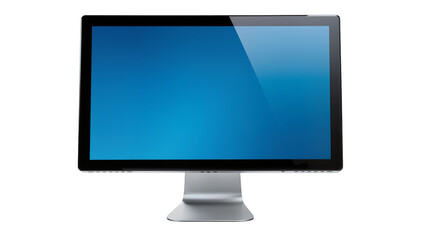 Fototapeta premium Modern flat screen computer monitor with silver stand, isolated on transparent background