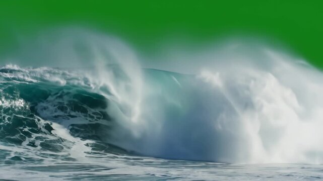 Large ocean wave crashing for commercial backgrounds, digital design, and advertising