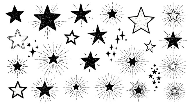 A vibrant collection of stars and explosive bursts of light fills the scene.