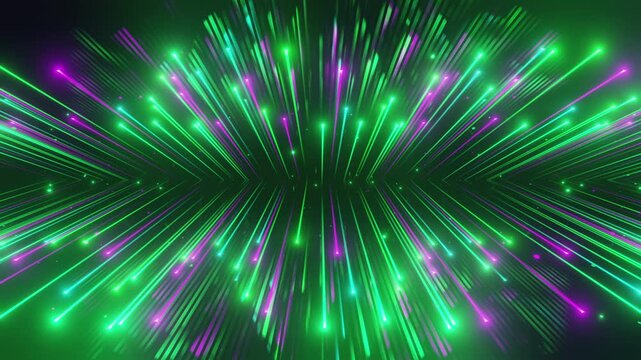4K seamless turquoise and lilac VJ loop with abstract high-tech geometric environment, glowing light streaks, and particles for VJ sets, electronic music festivals, stage screens, LED video walls
