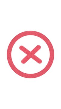 Red error or cancel icon: a thick red circle with an x mark centered inside, isolated on white background; simple flat symbol for incorrect, close, stop, or forbidden.
