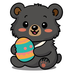 Fototapeta premium Black Bear with Easter Egg