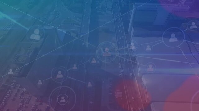 Animation of network of connections and data processing over doctor and blood donor