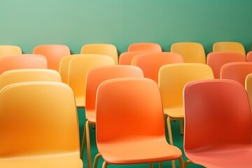 Fototapeta premium Audience in studio furniture chair architecture.