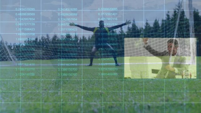 Animation of financial data processing over football players