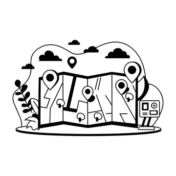 A glyph style illustration of map navigation 

