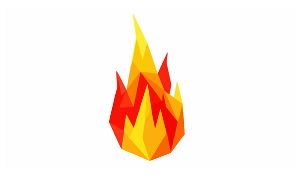 Geometric low poly flame vector illustration abstract polygon fire symbol isolated on white background