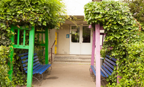 Benches on the steet in Bucharest, Romania