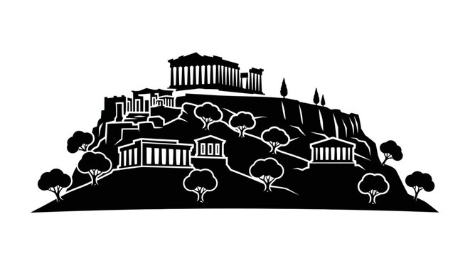 Ancient Greek Acropolis Architecture Structure.
