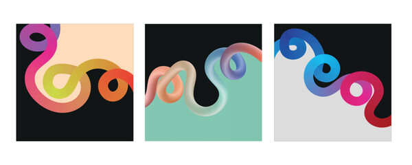 Fototapeta premium Bold Colorful 3D Ribbon Curve Abstract Modern Background