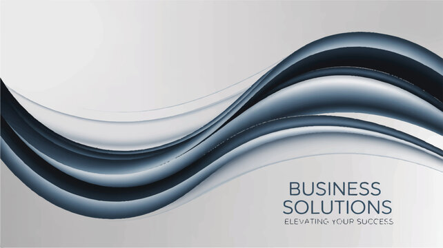Business solutions template with wavy lines and text on gray background