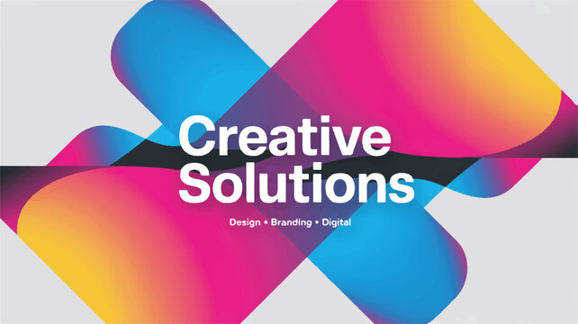 Colorful abstract design with creative solutions text