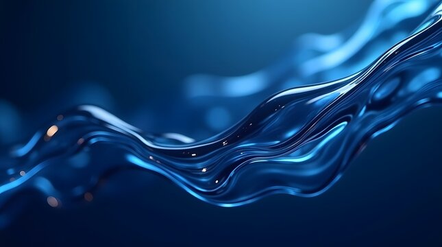 Abstract Fluid Motion of Blue Water Waves Creating a Translucent and Dynamic Aesthetic