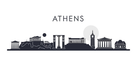 Naklejka premium Athens city skyline with ancient buildings.