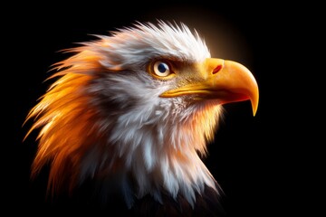 Fototapeta premium Bold Eagle Silhouette with Sharp Lines and Layered Shadow against Dark Background