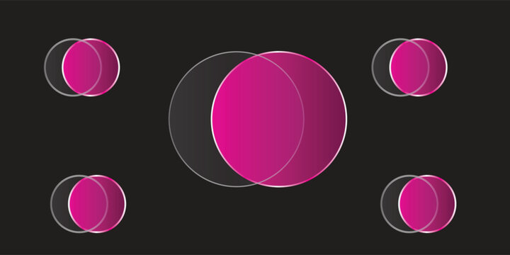 Glass transparent circle  frame Glossy square glass with reflections bright pink circle effect on transparent dark background