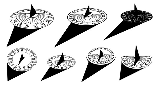 Sundial Shadow Graphic Vector with Bold Time Casting Shapes