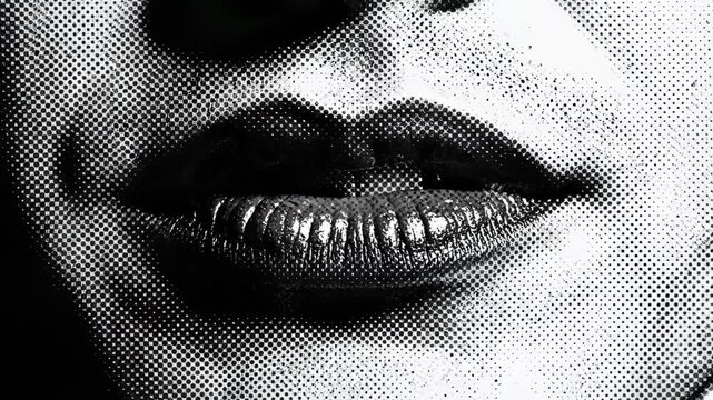 Closeup of lips with halftone effect for commercial backgrounds, digital design, and advertising
