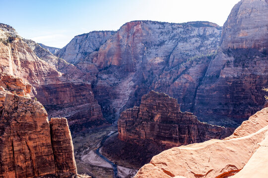 Zion Canyon from Scouts Lookout on sunny day