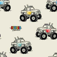 Cartoon Monster Truck Seamless Pattern © atap