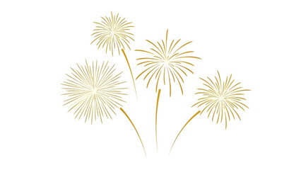 Obraz premium Golden fireworks illustration on white background for celebrations and events