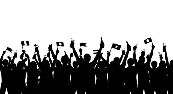 People holding flags in protest.