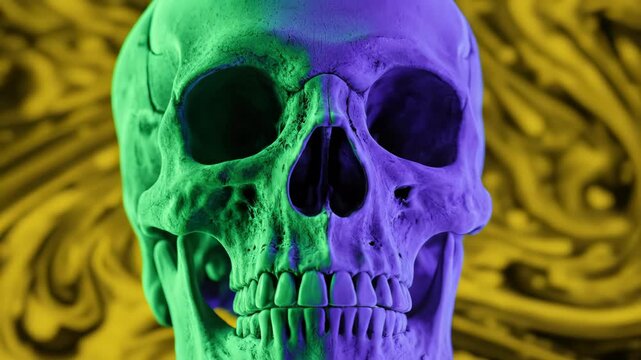 Colorful human skull with abstract background for commercial backgrounds, digital design, and advertising