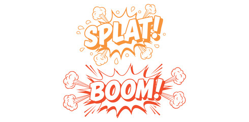 Comic book sound effects set with splat and boom text © injala