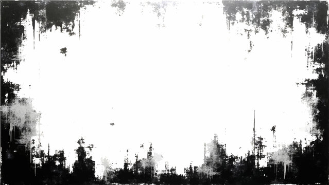 Abstract artistic border distressed edges and monochrome grunge texture with expressive details rough surface elegant simplicity frame design for creative projects.