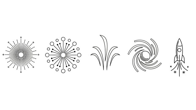 Abstract line art design elements in black and white for creative concepts