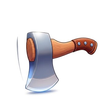 Cartoon axe with wooden handle and silver blade illustration.