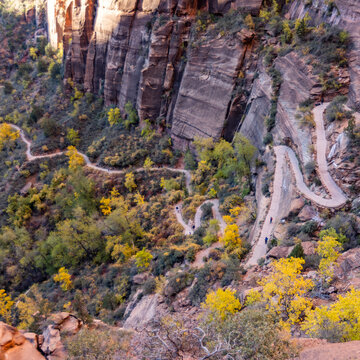High angle view of trail to Angels Landing