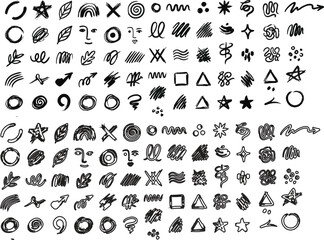 Obraz premium Collection of hand drawn doodle abstract elements arrows and geometric shapes