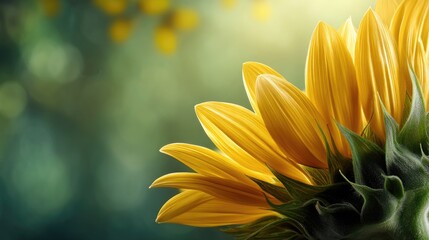 Fototapeta premium Close-Up of Bright Yellow Sunflower Petals Against Soft Background