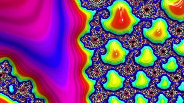 colorful fractals, highlighting shapes and patterns that shift and move over time