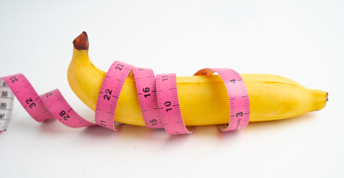 Banana with measuring tape, penis health.